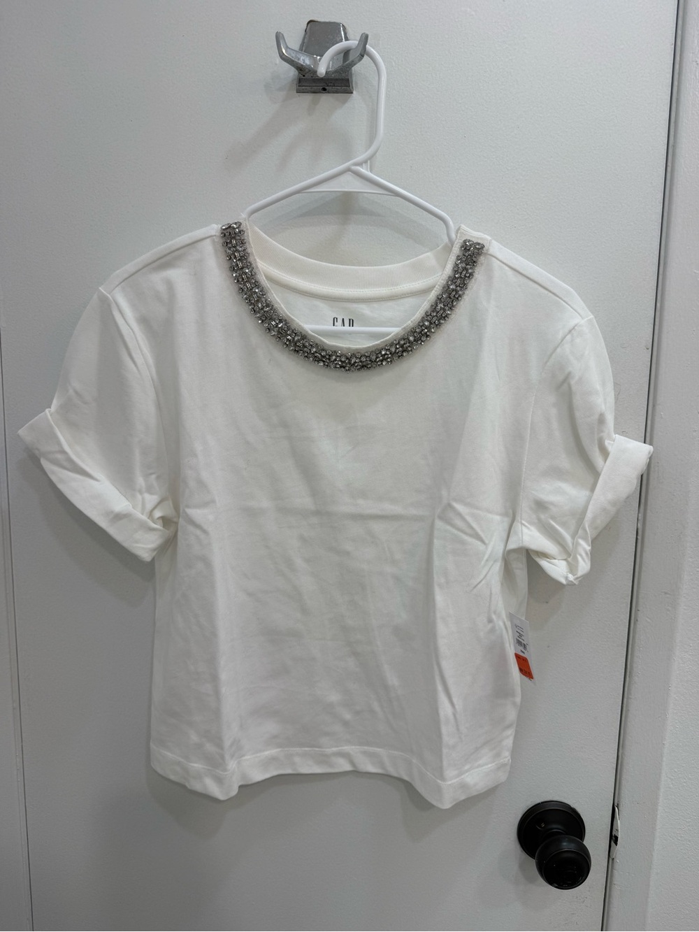 GAP White Tee with Jeweled Neckline
